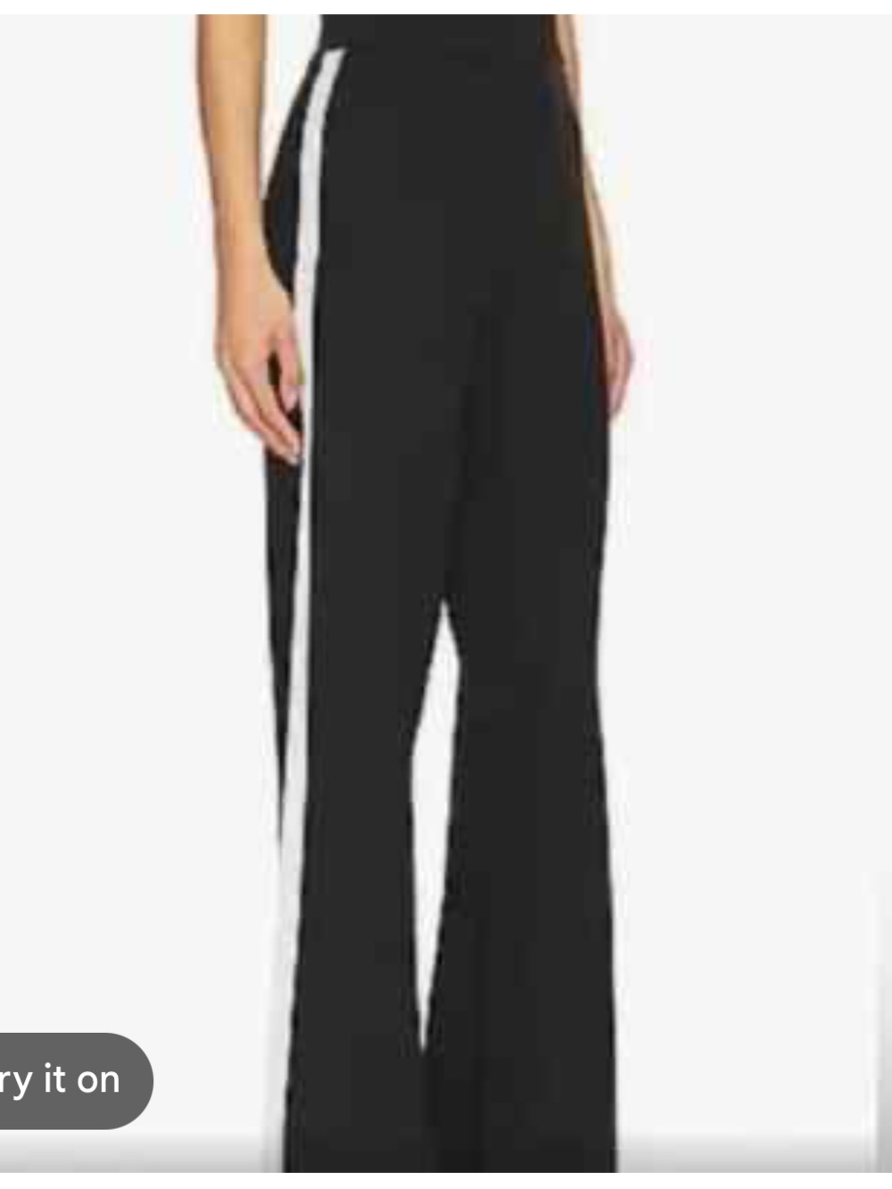 House of Harlow 1960 Black Wide-Leg Pants with White Side Stripe a